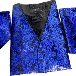Paul Malone classic royal blue paisley tuxedo vest set x large